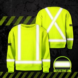 Hi Vis Kids Long Sleeves Reflective Basic Cross Custom Name Safety Workwear
