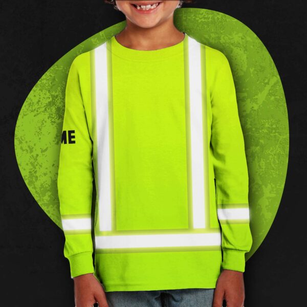 Hi Vis Kids Long Sleeves Reflective Basic Cross Custom Name Safety Workwear