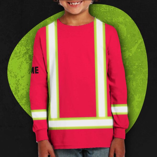 Hi Vis Kids Long Sleeves Reflective Basic Cross Custom Name Safety Workwear