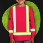 Hi Vis Kids Long Sleeves Reflective Basic Cross Custom Name Safety Workwea