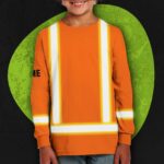 Hi Vis Kids Long Sleeves Reflective Basic Cross Custom Name Safety Workwear