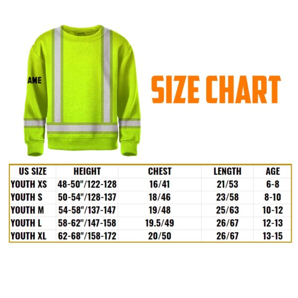 Hi Vis Kids Long Sleeves Reflective Basic Cross Custom Name Safety Workwear