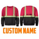 Hi Vis Kids Long Sleeves Reflective Black Below Custom Name Safety Workwear