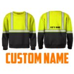 Hi Vis Kids Long Sleeves Reflective Black Below Custom Name Safety Workwear