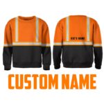 Hi Vis Kids Long Sleeves Reflective Black Below Custom Name Safety Workwear