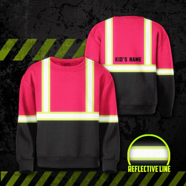 Hi Vis Kids Long Sleeves Reflective Black Below Custom Name Safety Workwear