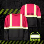Hi Vis Kids Long Sleeves Reflective Black Below Custom Name Safety Workwear