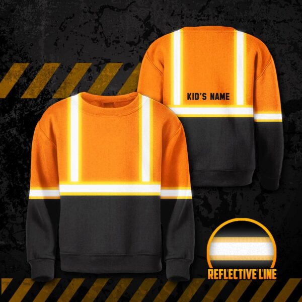 Hi Vis Kids Long Sleeves Reflective Black Below Custom Name Safety Workwear