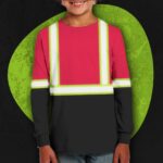 Hi Vis Kids Long Sleeves Reflective Black Below Custom Name Safety Workwear
