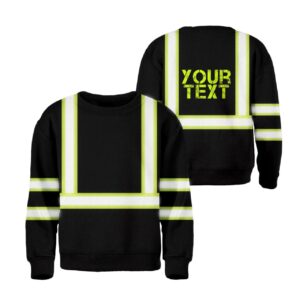 Hi Vis Kids Long Sleeves Reflective Green Black Orange Custom Name Safety Workwear