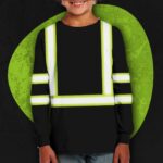 Hi Vis Kids Long Sleeves Reflective Green Black Orange Custom Name Safety Workwear