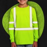 Hi Vis Kids Long Sleeves Reflective Green Black Orange Custom Name Safety Workwear