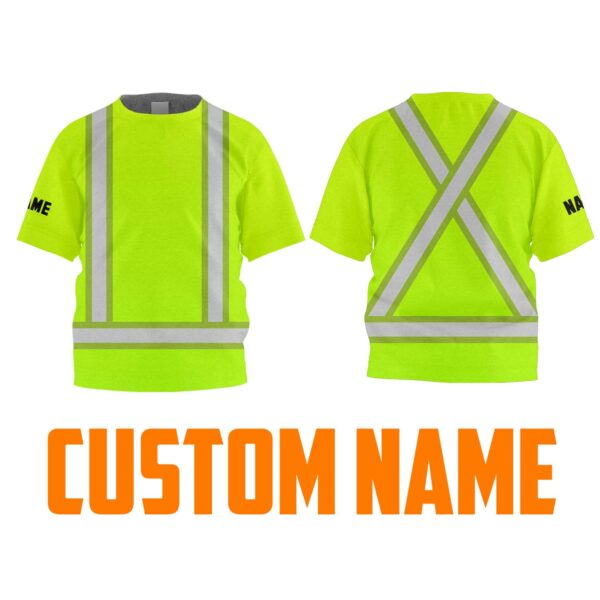 Hi Vis Kids Tshirt Reflective Basic Cross Custom Name Safety Workwear