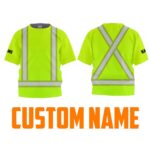 Hi Vis Kids Tshirt Reflective Basic Cross Custom Name Safety Workwear