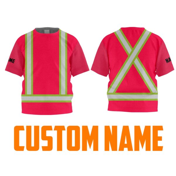 Hi Vis Kids Tshirt Reflective Basic Cross Custom Name Safety Workwear