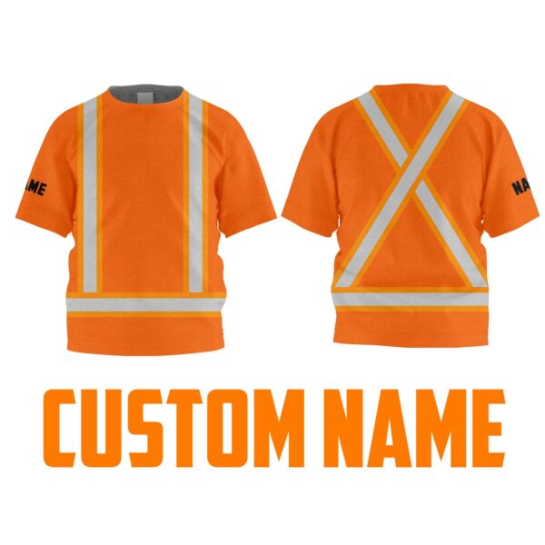 Hi Vis Kids Tshirt Reflective Basic Cross Custom Name Safety Workwear