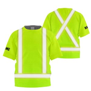 Hi Vis Kids Tshirt Reflective Basic Cross Custom Name Safety Workwear