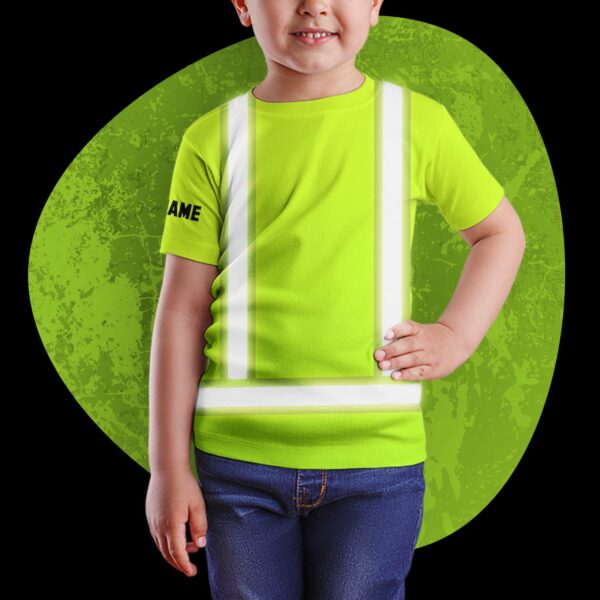 Hi Vis Kids Tshirt Reflective Basic Cross Custom Name Safety Workwear