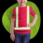 Hi Vis Kids Tshirt Reflective Basic Cross Custom Name Safety Workwear