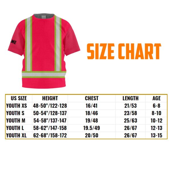 Hi Vis Kids Tshirt Reflective Basic Cross Custom Name Safety Workwear