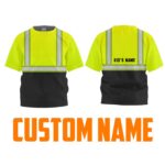 Hi Vis Kids Tshirt Reflective Black Below Custom Name Safety Workwear
