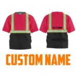 Hi Vis Kids Tshirt Reflective Black Below Custom Name Safety Workwear