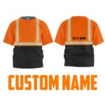 Hi Vis Kids Tshirt Reflective Black Below Custom Name Safety Workwear