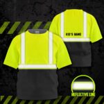 Hi Vis Kids Tshirt Reflective Black Below Custom Name Safety Workwear