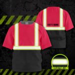 Hi Vis Kids Tshirt Reflective Black Below Custom Name Safety Workwear