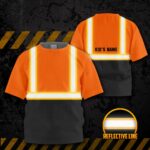 Hi Vis Kids Tshirt Reflective Black Below Custom Name Safety Workwear