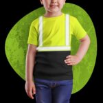 Hi Vis Kids Tshirt Reflective Black Below Custom Name Safety Workwear