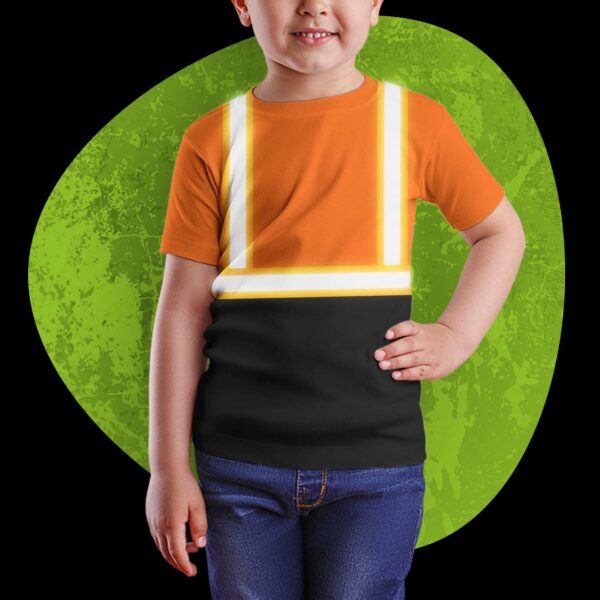 Hi Vis Kids Tshirt Reflective Black Below Custom Name Safety Workwear