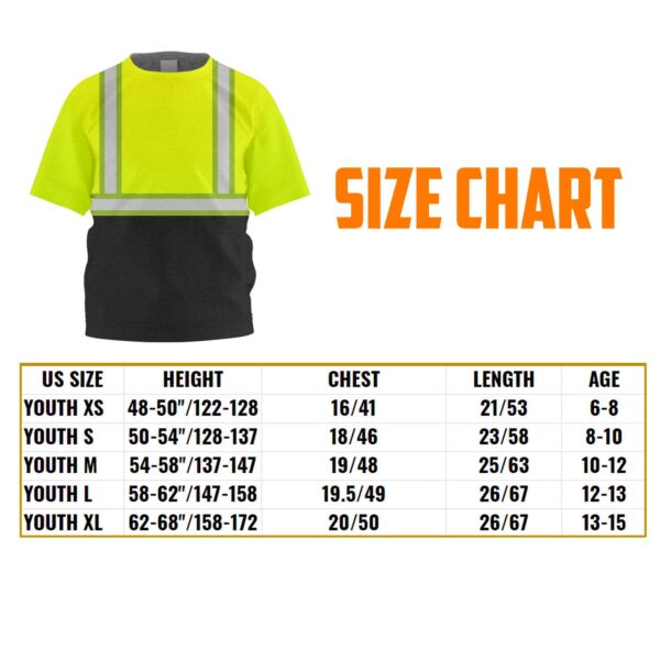 Hi Vis Kids Tshirt Reflective Black Below Custom Name Safety Workwear