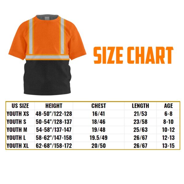 Hi Vis Kids Tshirt Reflective Black Below Custom Name Safety Workwear
