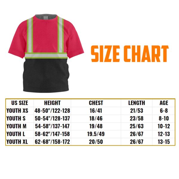 Hi Vis Kids Tshirt Reflective Black Below Custom Name Safety Workwear