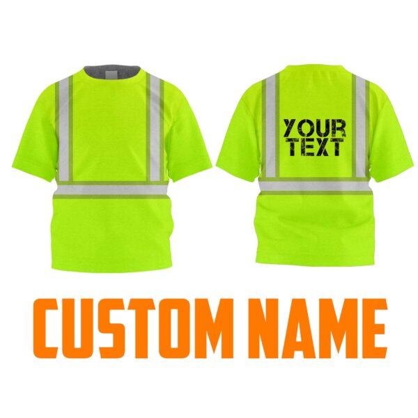 Hi Vis Kids Tshirt Reflective Green Black Orange Custom Name Safety Workwear