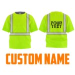 Hi Vis Kids Tshirt Reflective Green Black Orange Custom Name Safety Workwear
