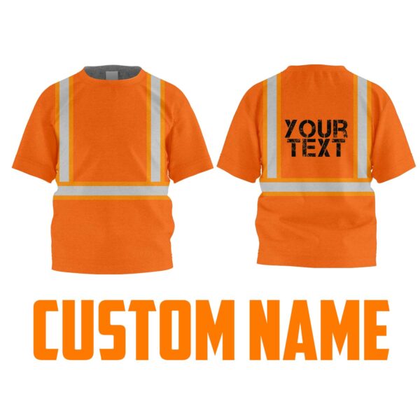 Hi Vis Kids Tshirt Reflective Green Black Orange Custom Name Safety Workwear