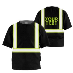 Hi Vis Kids Tshirt Reflective Green Black Orange Custom Name Safety Workwear