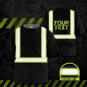 Hi Vis Kids Tshirt Reflective Green Black Orange Custom Name Safety Workwear