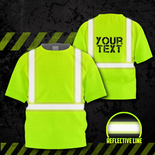 Hi Vis Kids Tshirt Reflective Green Black Orange Custom Name Safety Workwear