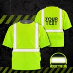 Hi Vis Kids Tshirt Reflective Green Black Orange Custom Name Safety Workwear