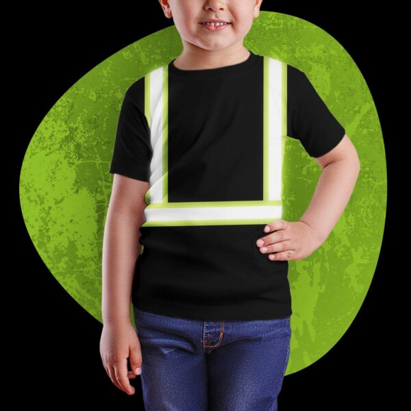 Hi Vis Kids Tshirt Reflective Green Black Orange Custom Name Safety Workwear