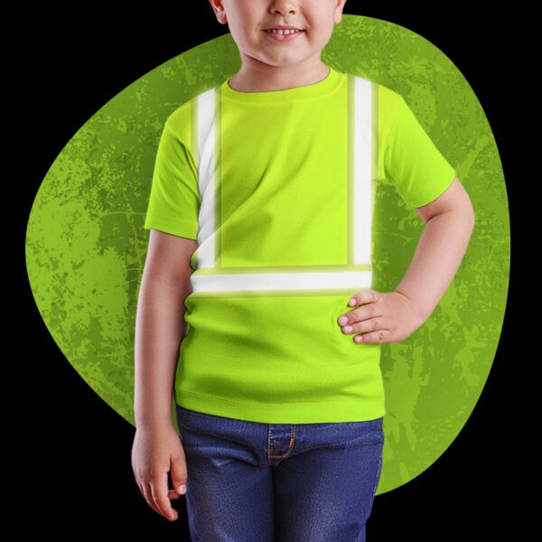 Hi Vis Kids Tshirt Reflective Green Black Orange Custom Name Safety Workwear
