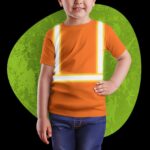 Hi Vis Kids Tshirt Reflective Green Black Orange Custom Name Safety Workwear