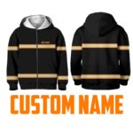 Hi Vis Kids Zip Hoodie Reflective Orange Line Custom Name Safety Workwear