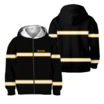 Hi Vis Kids Zip Hoodie Reflective Orange Line Custom Name Safety Workwear