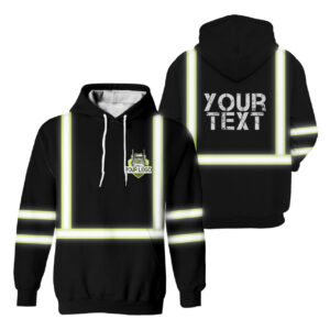 Hi Vis Reflective Black Custom Name And Logo Hoodie Safety Workwear