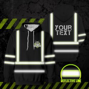 Hi Vis Reflective Black Custom Name And Logo Hoodie Safety Workwear