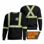 Hi Vis Reflective Black Custom Name Long Sleeve Safety Workwear